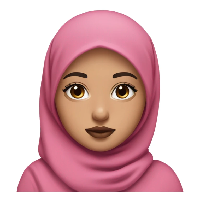 light skin with dark eyes eyeligner and lashes and black hijab jersey style and pink lips but natural pink and cute face sticker