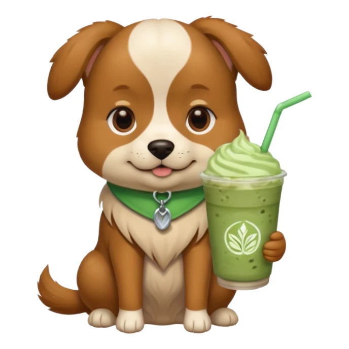 Ah dog who is holding a iced matcha latte sticker