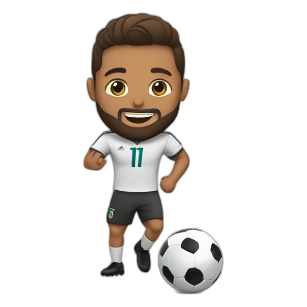 litlle brown man with a beard playing football with Cristiano Ronaldo sticker