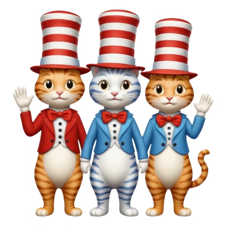 Cat in the hat and thing one and thing two marching sticker