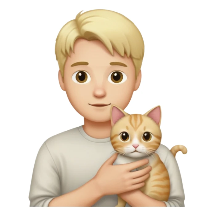 Men with blond hair holding cat sticker