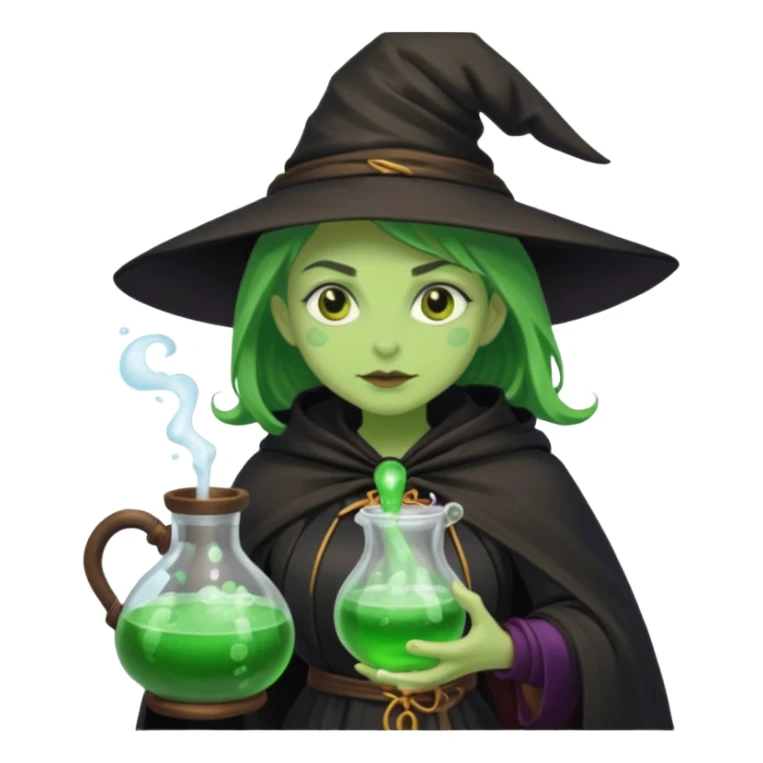 green witch cooking potion sticker