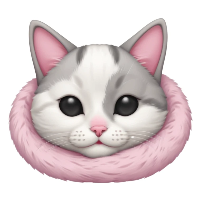 grey and white small cat with eyes closed lying down upside down tightly covering its own face sticker