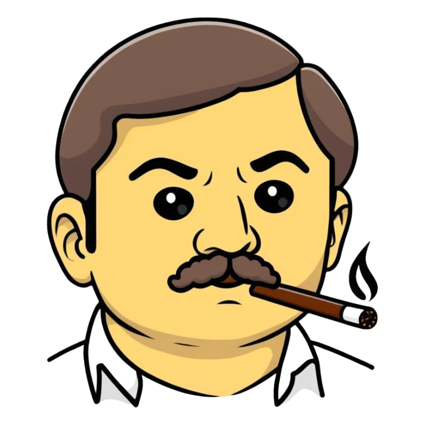 Joaquin El Chapo Guzman with thick mustache smoking weed sticker