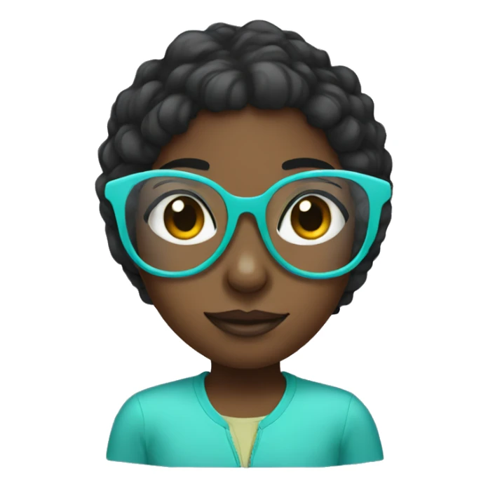 Black girl with aqua glasses sticker