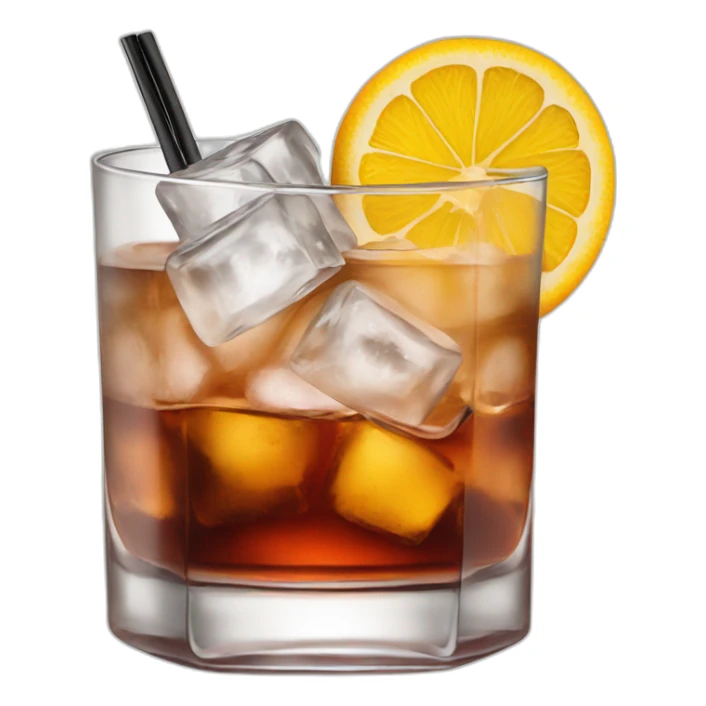 old fashioned cocktail with a big block of ice sticker