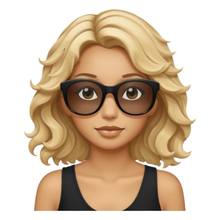 a tan woman with wavy blonde hair wearing skinny black rectangular sunglasses sticker