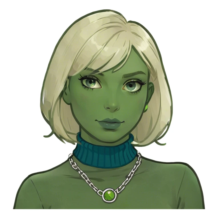 blonde girl in turtleneck portrait blue eyes sticker