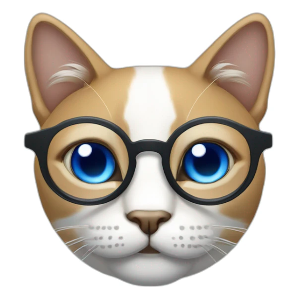 Gato con lentes con un lente trasparente y otro de color azul  sticker