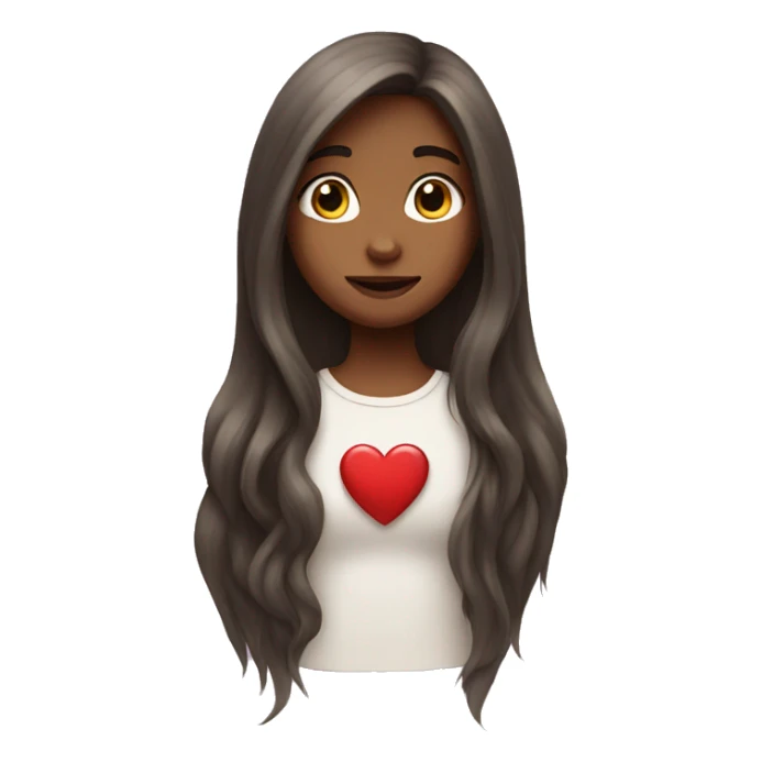 Long hair girl with heart sticker