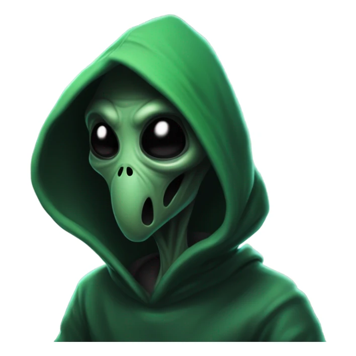 Alien with hood up smoking a blunt sticker