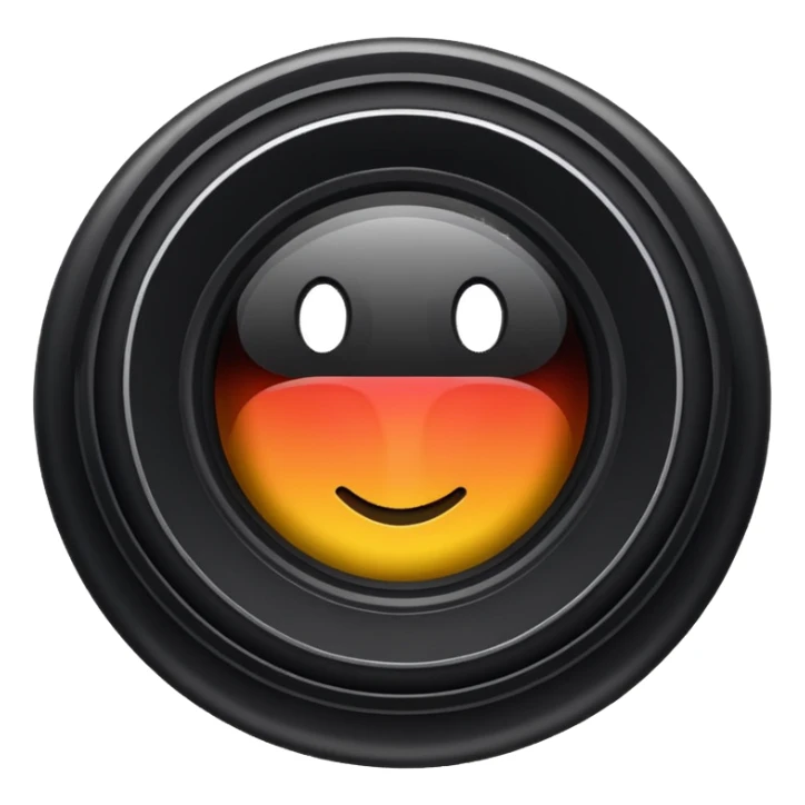 A simple camera lens, apple emoji style, minimalist design sticker