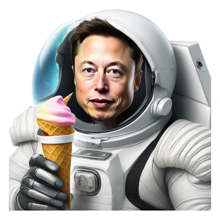 Elon musk in space suit eating ice cream  sticker