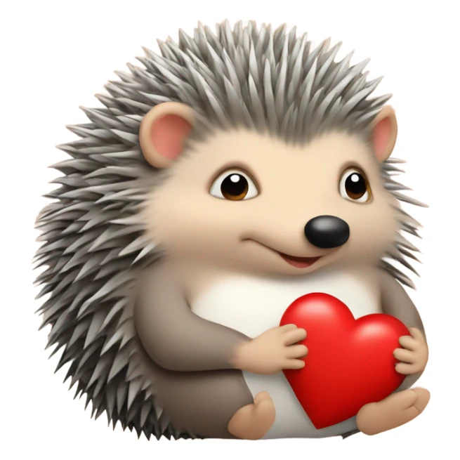 the hedgehog holds the heart sticker
