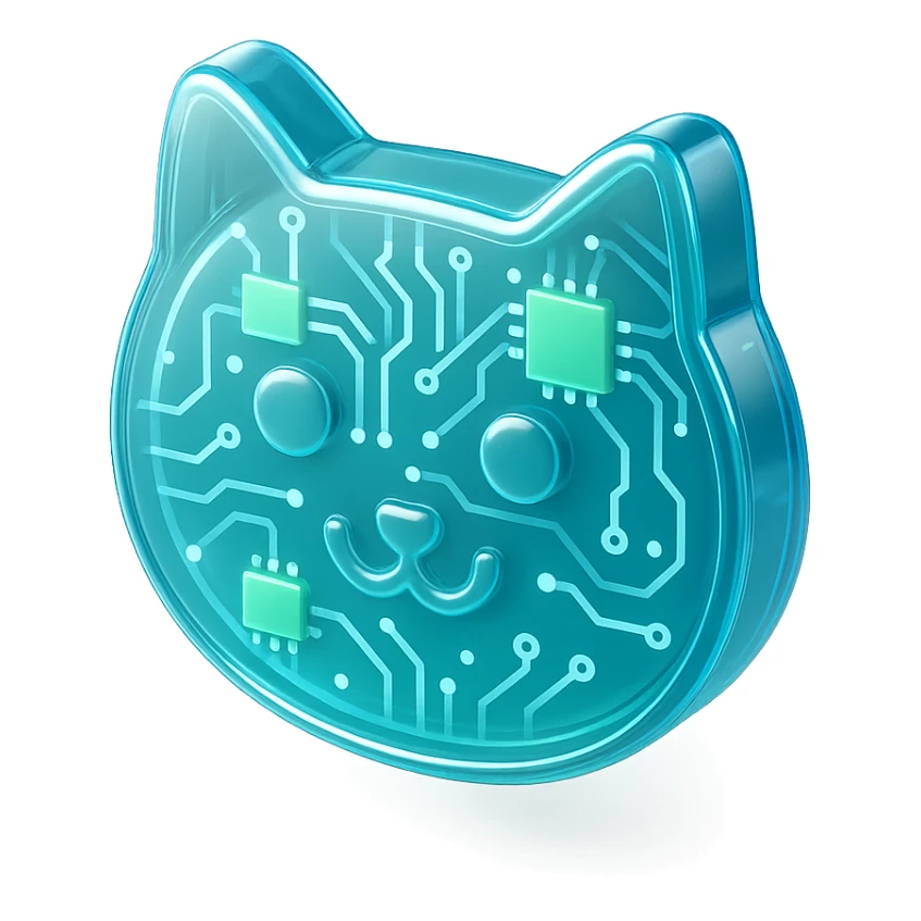 cat icon with glossy circuit style sticker