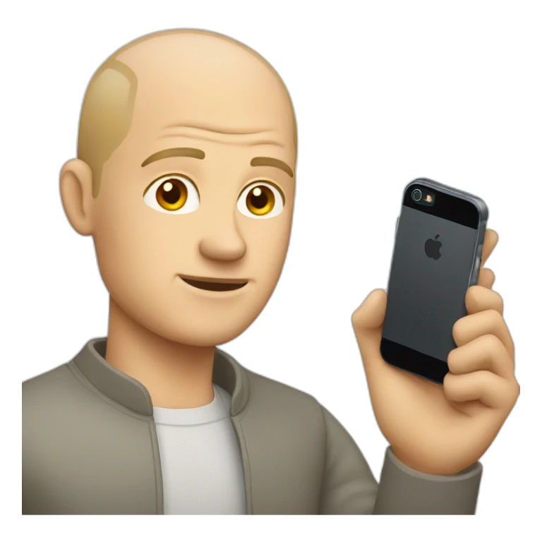 Balding Blonde man holding iPhone in hand sticker