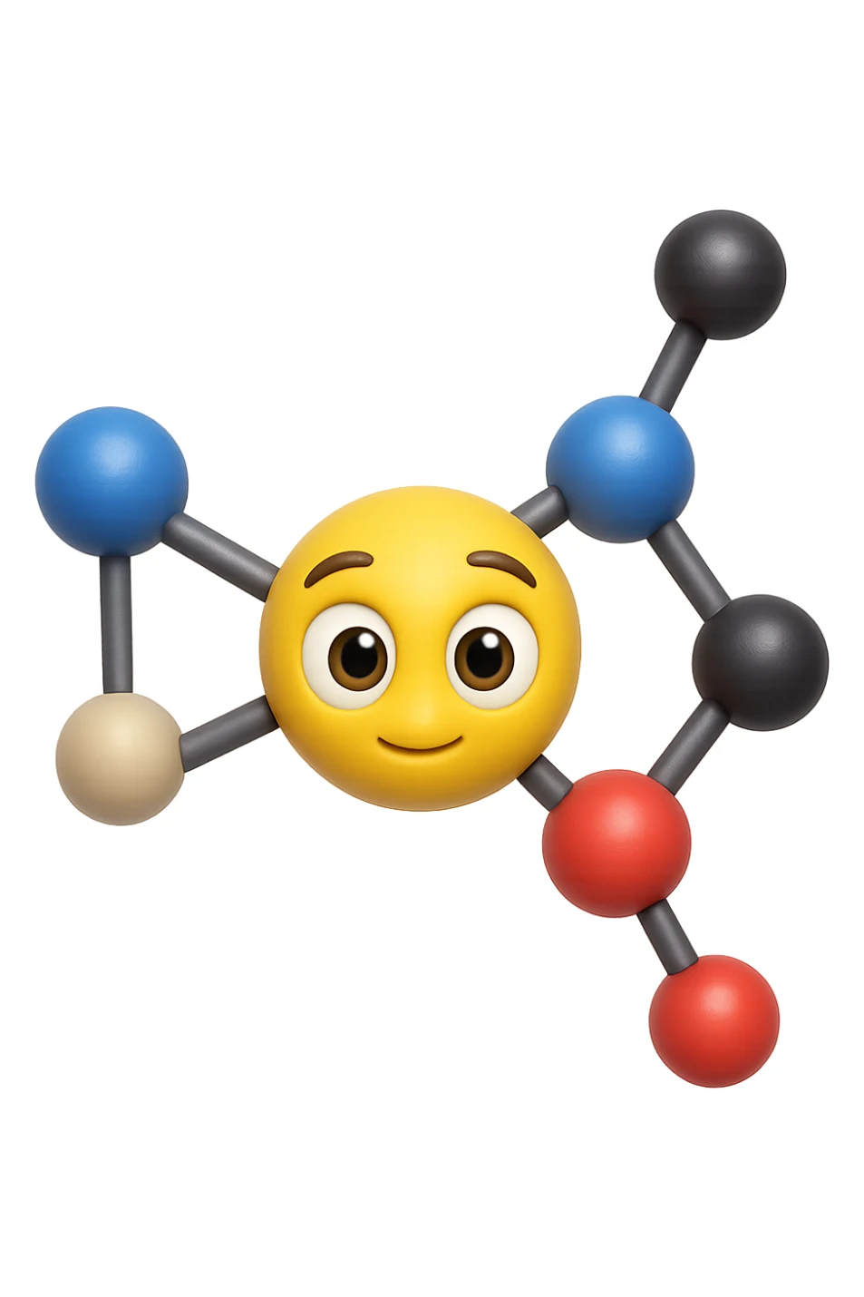 emoji stile iphone in 3d di istamina molecola con occhi con la parte bianca pure, iperrealistico 4k sticker