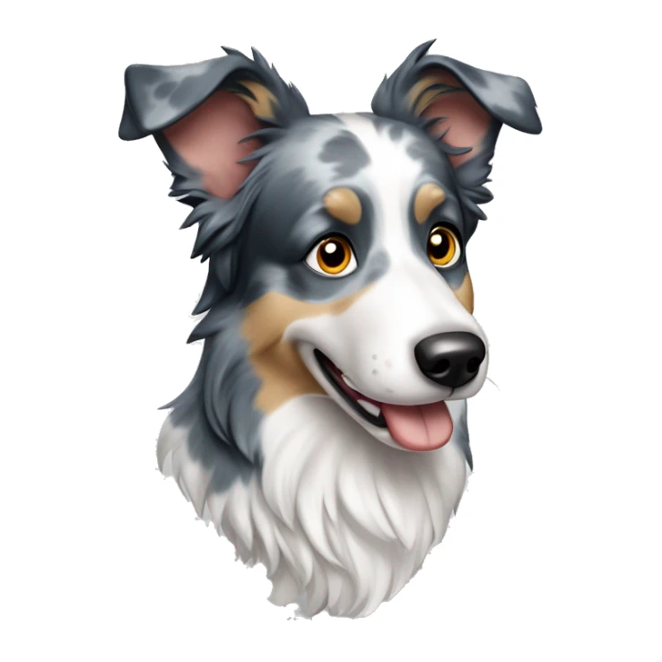 blue merle border collie with pricked ears and no brown on face sticker