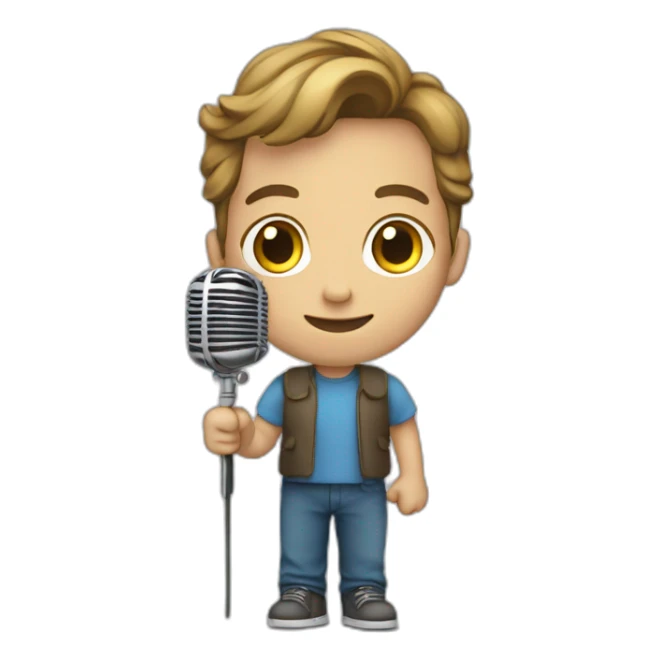 Bunette young Man holding boom pole microphone sticker