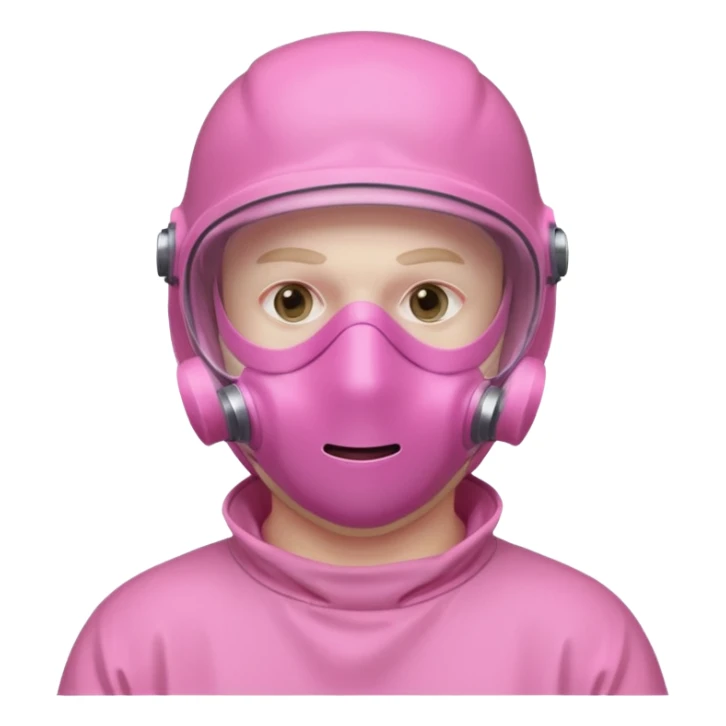 man in pink protection clothes with full-faced pink mask covered whole face sticker
