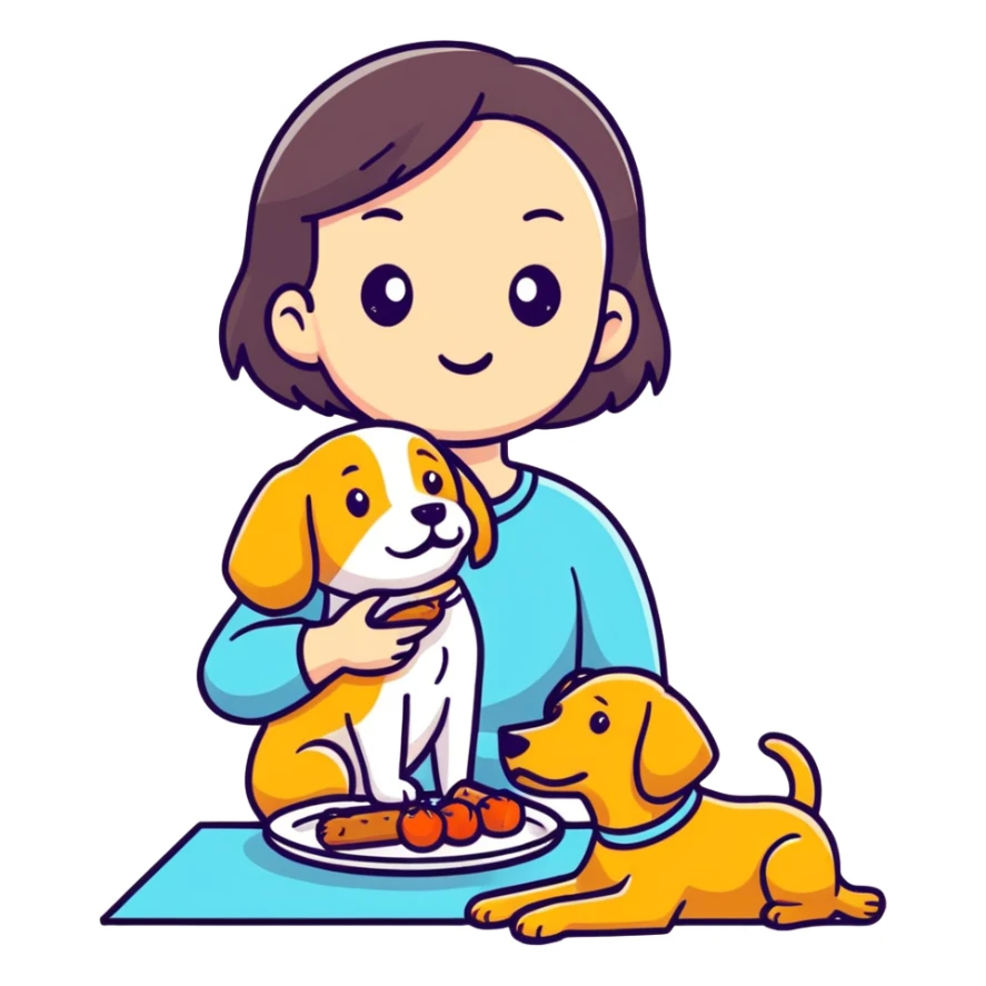 girl eating dog sticker