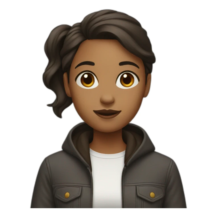 Girl with Big forehead with dark brown hair sticker