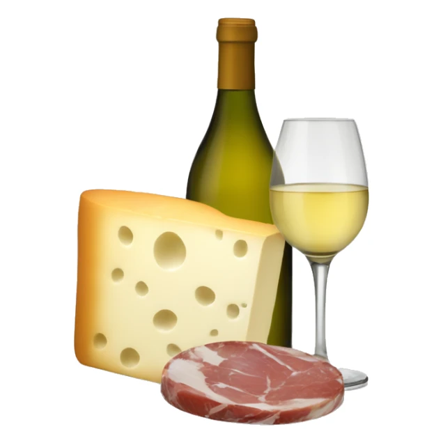 verre de vin blanc, de la charcuterie et du fromage sticker