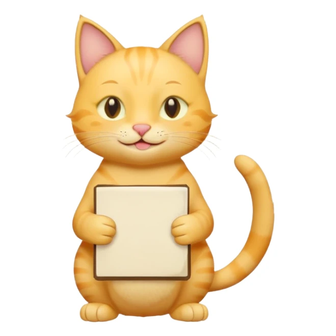cute yellow smiling cat with full body with note and no clothes sticker
