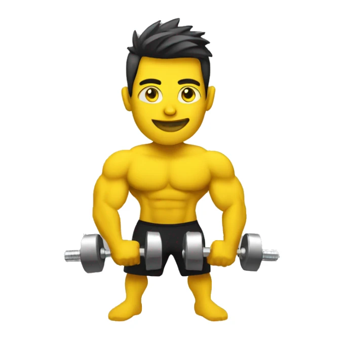 personal trainer with yellow skin holding dumbbells sticker
