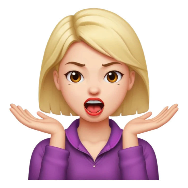 Angry girl with hands across neck neck with happy tounge out sticker