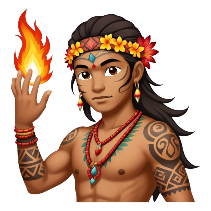 Hawaiian fire dancer with lots of tribal tattoos sticker