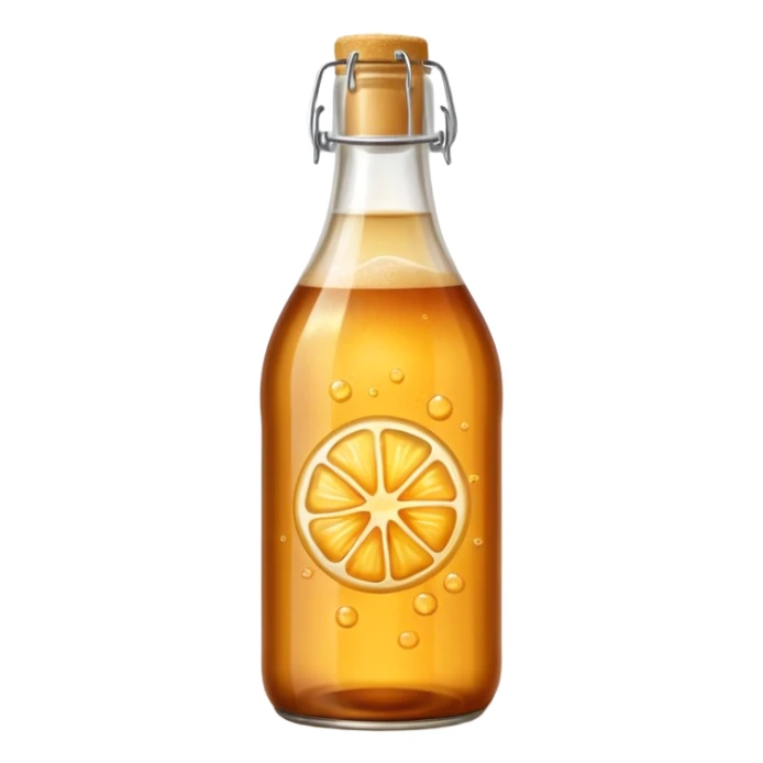 amber fizzy kombucha in glass bottle sticker