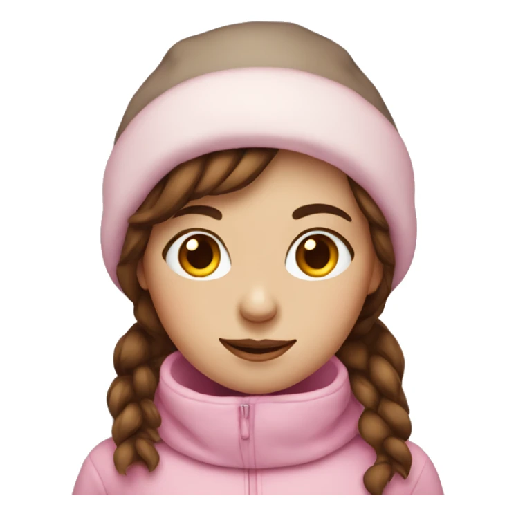 Pink snowman girl brown hair sticker