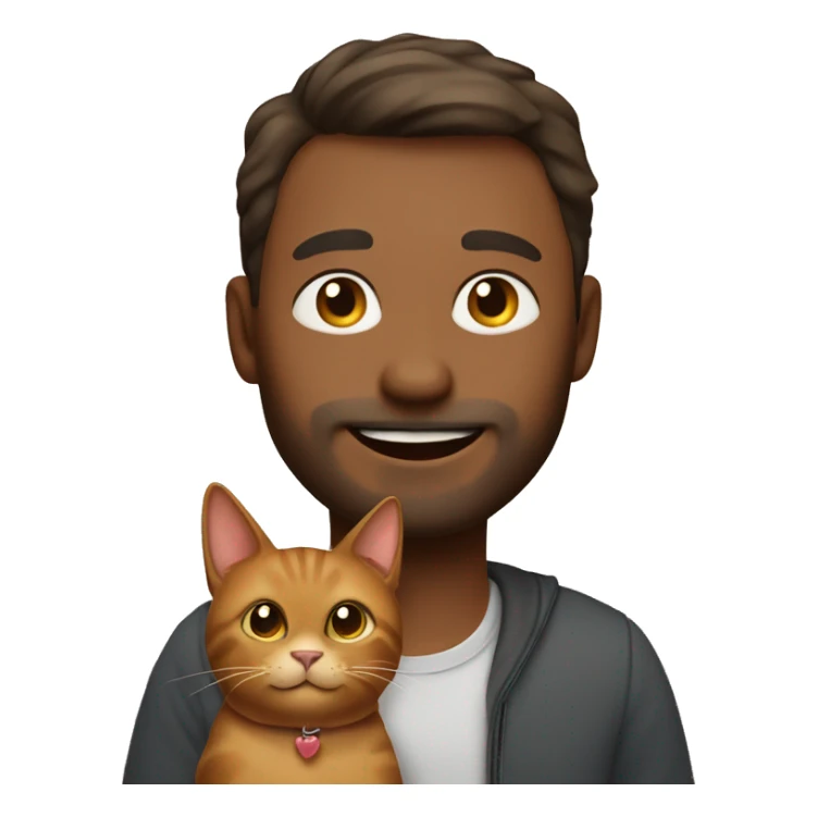 Cute brown cat with his owner man in his 40s sticker