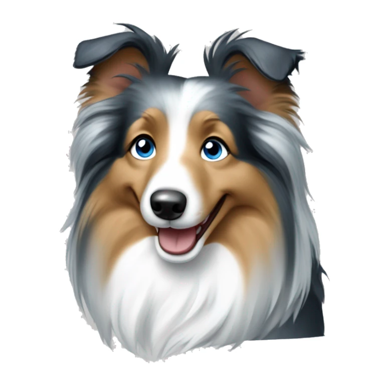 Dog breed Sheltie girl blue merle color with blue eyes smiling sticker