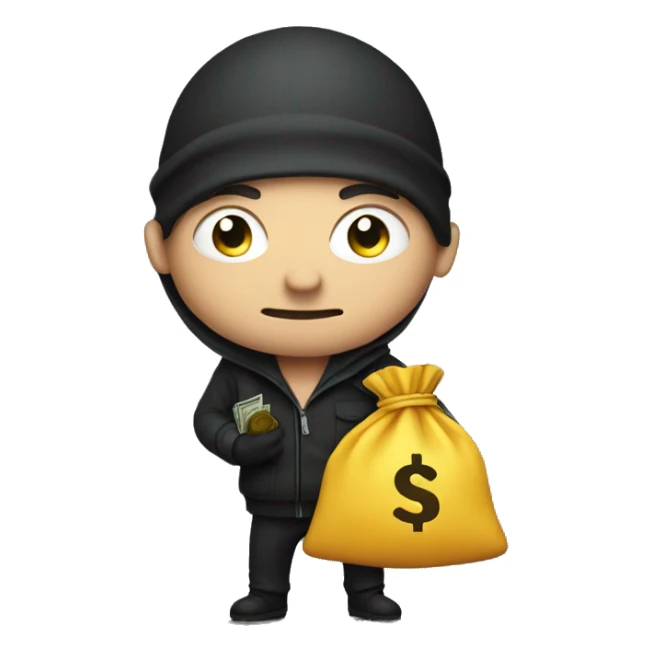 Thief hold a bag of money sticker