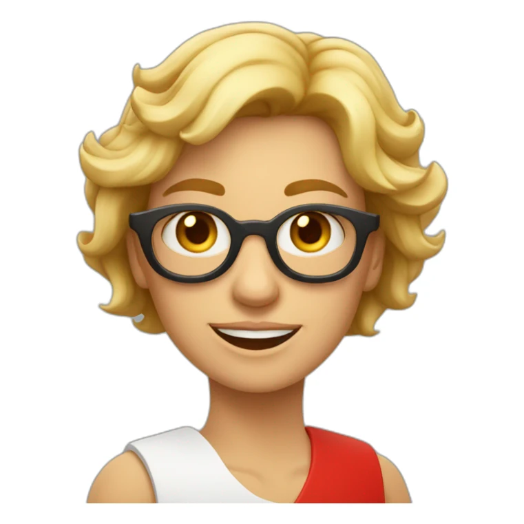 Leona mayor, rubia canosa, con lentes muy Rojo redondos, alegre sticker