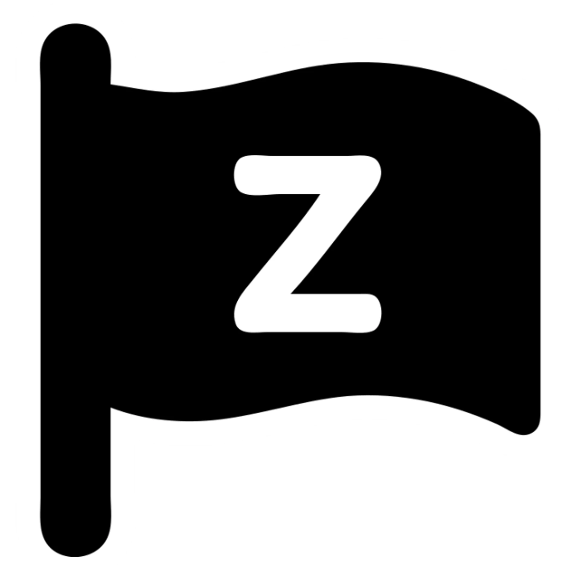 the letter Z on a red flag, clear and bold icon style sticker