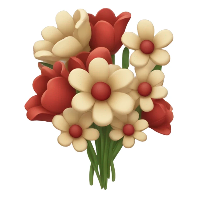 valentine flower bouquet beige red sticker