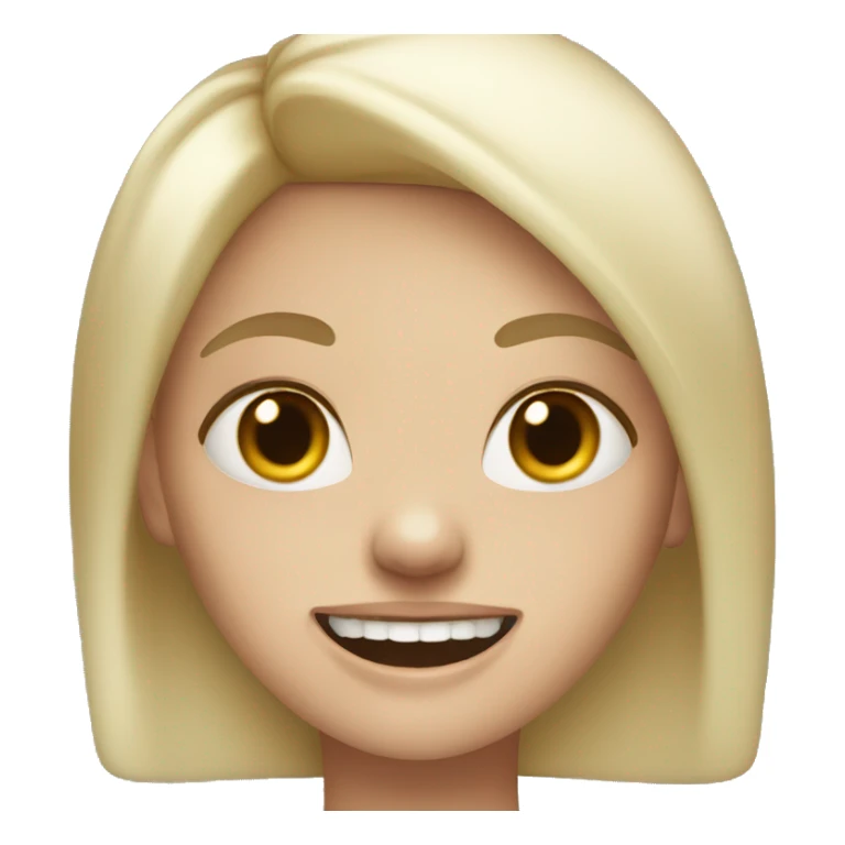 white blond girl with big teeth, bandage around the head sticker