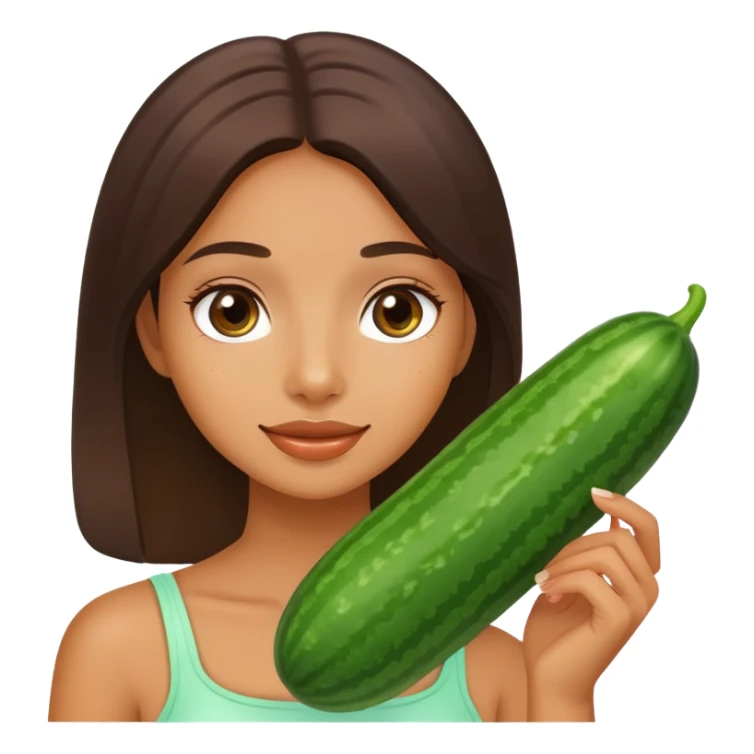 Girl with cucumber or doing skincare sticker