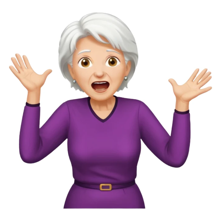 Older Woman jumping screaming and word “fraud” in a bubble sticker