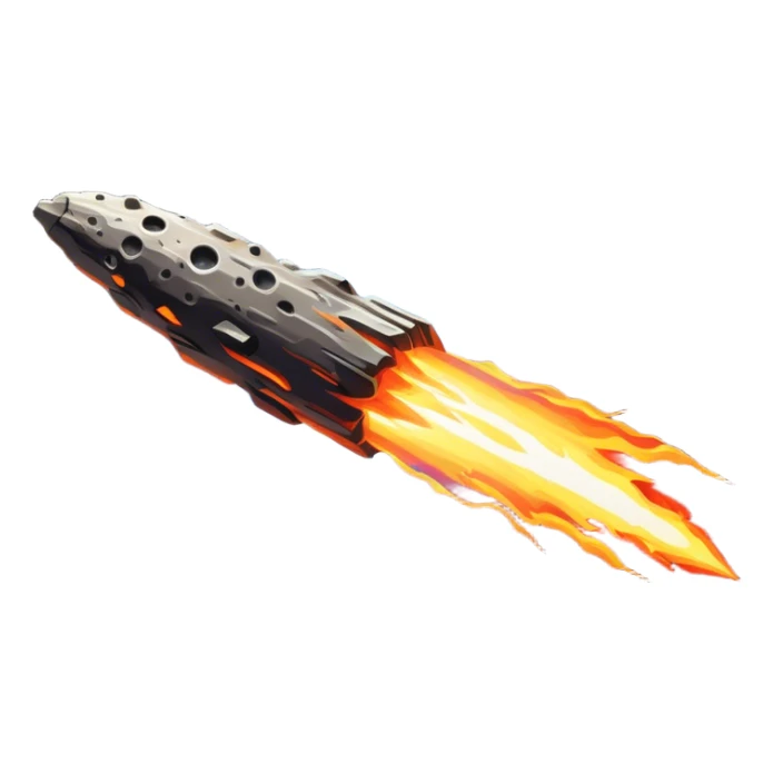  Cinematic Realistic Meteor – A fiery, blazing rock streaking through space, leaving behind a bright, dynamic trail of superheated plasma. Its rocky surface glows intensely as it hurtles toward an unknown destination. sticker
