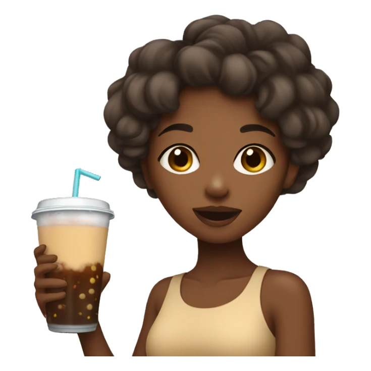 brown skin girl drinking boba sticker