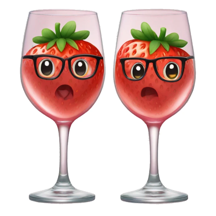 Two normal glasses with strawberry drawn on top of them clinking sticker