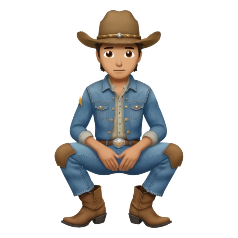 side profile of cowboy with kneews bent and hands on knees sticker