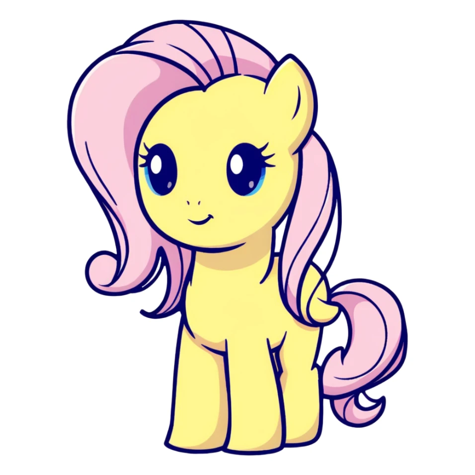 cute cartoon sticker of Fluttershy in pastel colors sticker