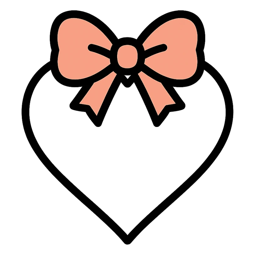 shiny reflective silver heart with a rose gold bow, icon style sticker