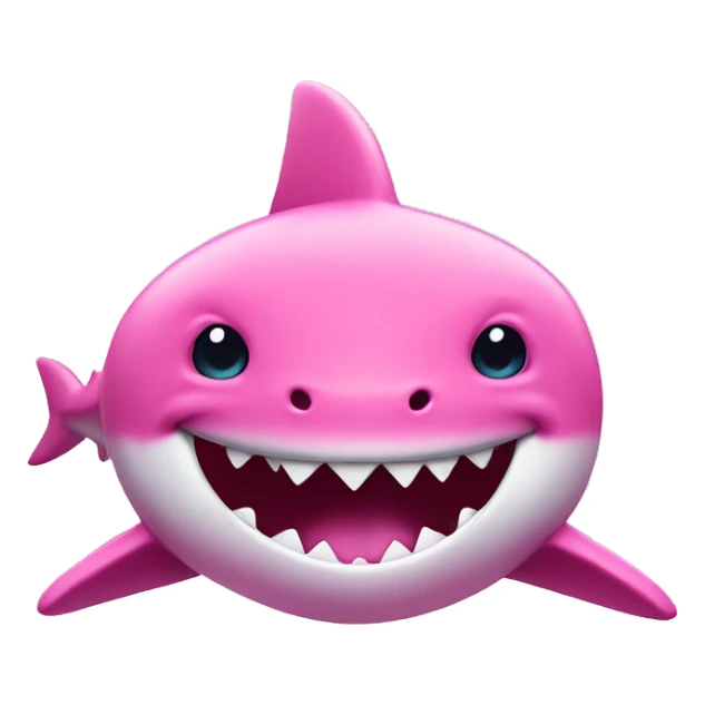 Pink shark with hat and big smile sticker