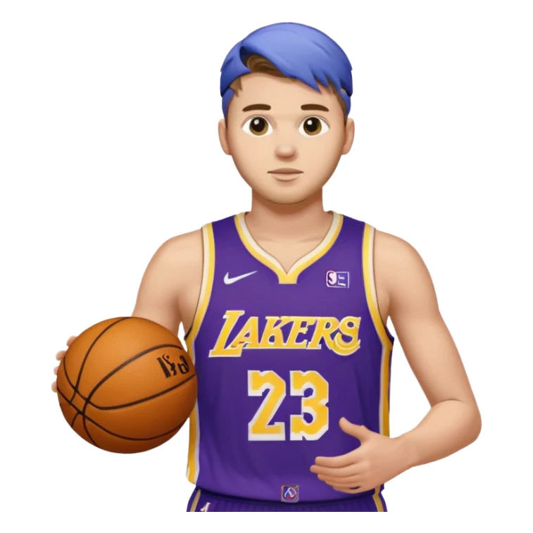 Luka doncic in Lakers uniform with basketball sticker